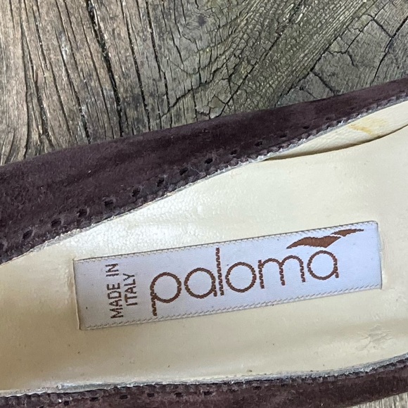 PALOMA PICASSO Shoes Italian Vintage Retro Embossed Brown Suede Leather Size 7.5 - Picture 13 of 14